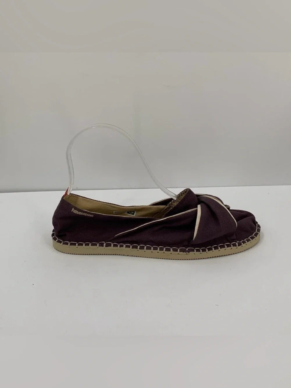 Havaianas Origine twist espadrille shoe canvas purple gray flat Brazil 6.5